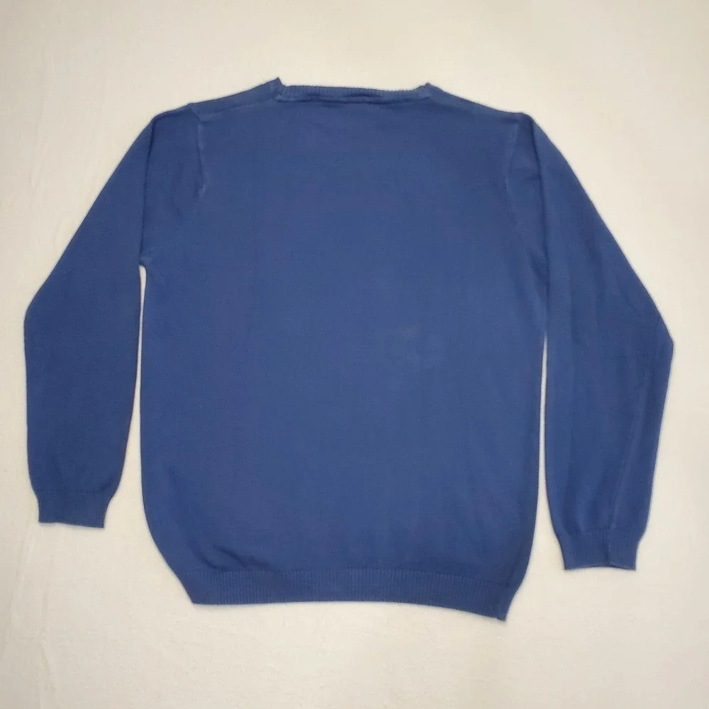 Tom Tailor Iconic Sweater 100% Cotton Mens Size Large Blue Perforate ICONIC LOGO